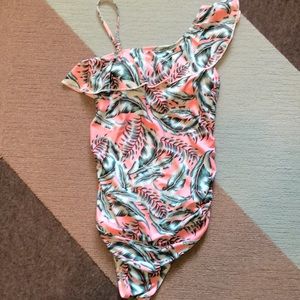 Ruffle Shoulder Maternity Swimsuit